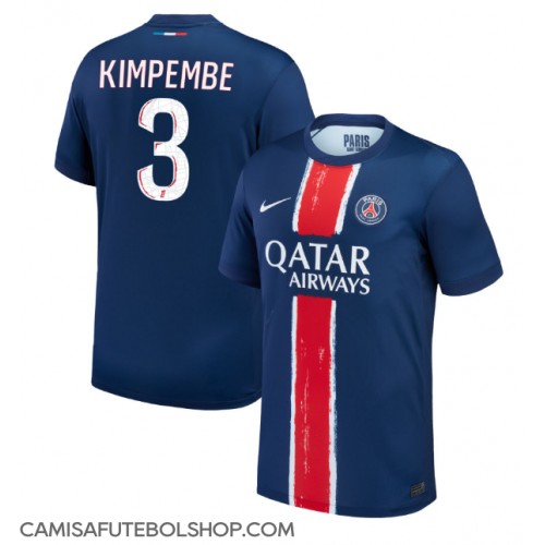 Camisa de time de futebol Paris Saint-Germain Presnel Kimpembe #3 Replicas 1º Equipamento 2024-25 Manga Curta